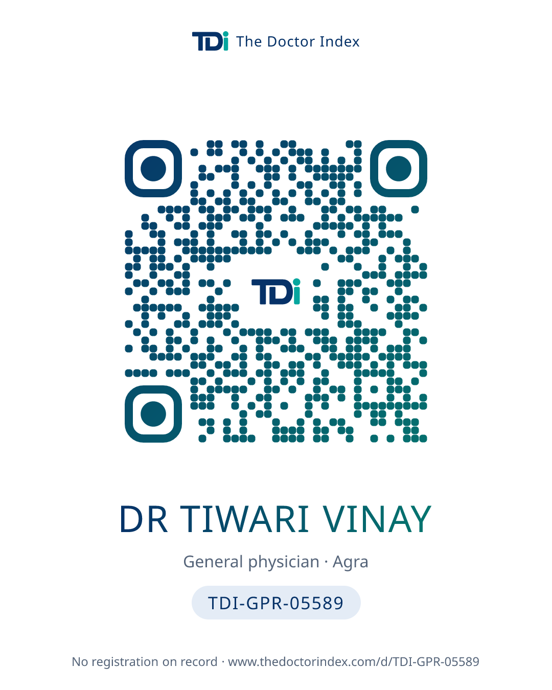 QR card for Dr Tiwari Vinay, TDI-GPR-05589