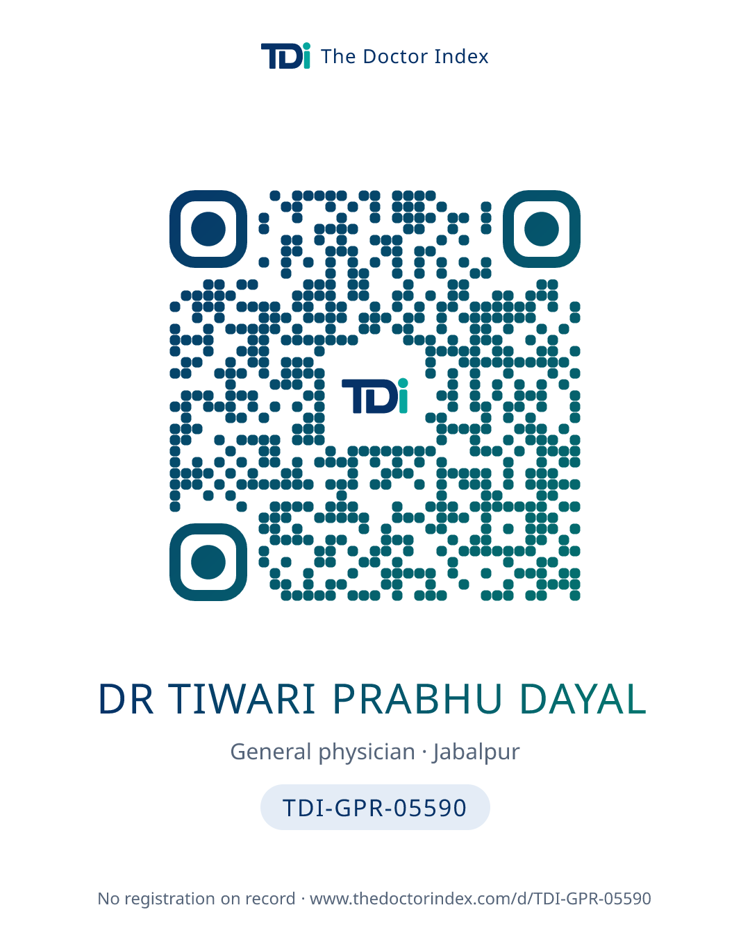 QR card for Dr Tiwari Prabhu Dayal, TDI-GPR-05590