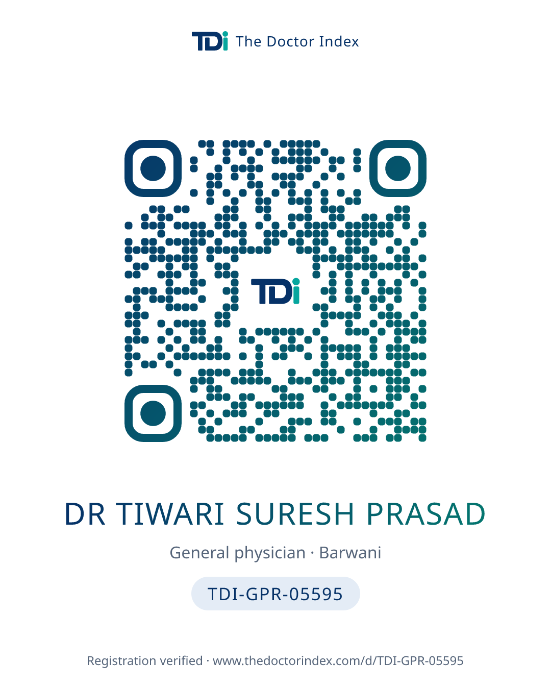 QR card for Dr Tiwari Suresh Prasad, TDI-GPR-05595