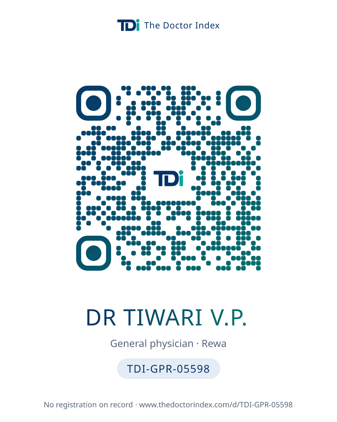 QR card for Dr Tiwari V.P., TDI-GPR-05598