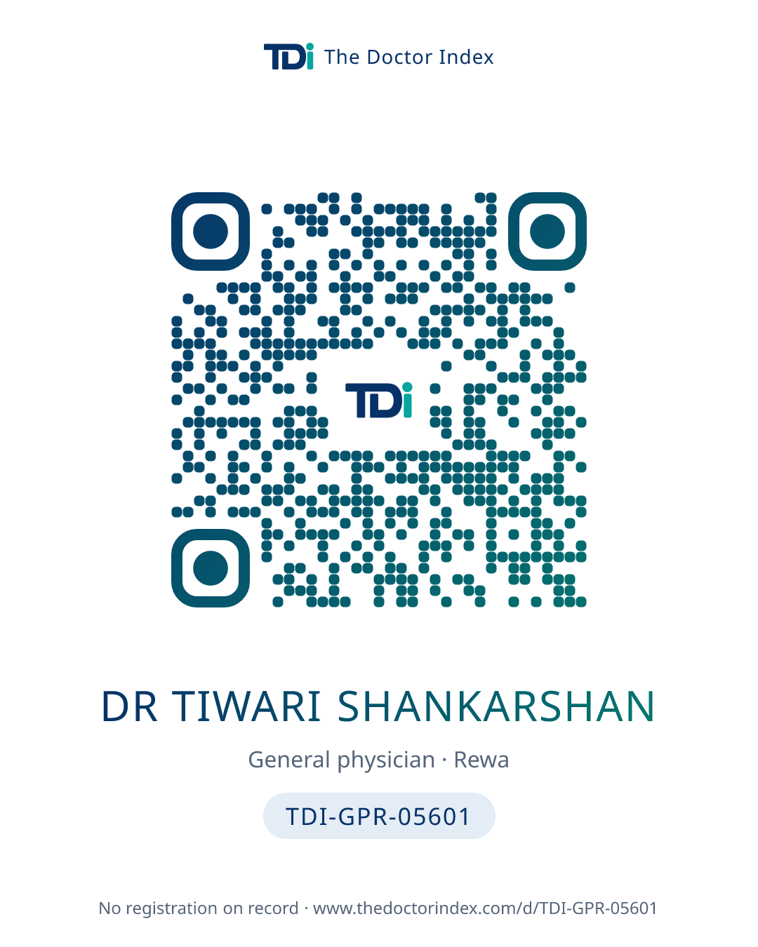 QR card for Dr Tiwari Shankarshan, TDI-GPR-05601