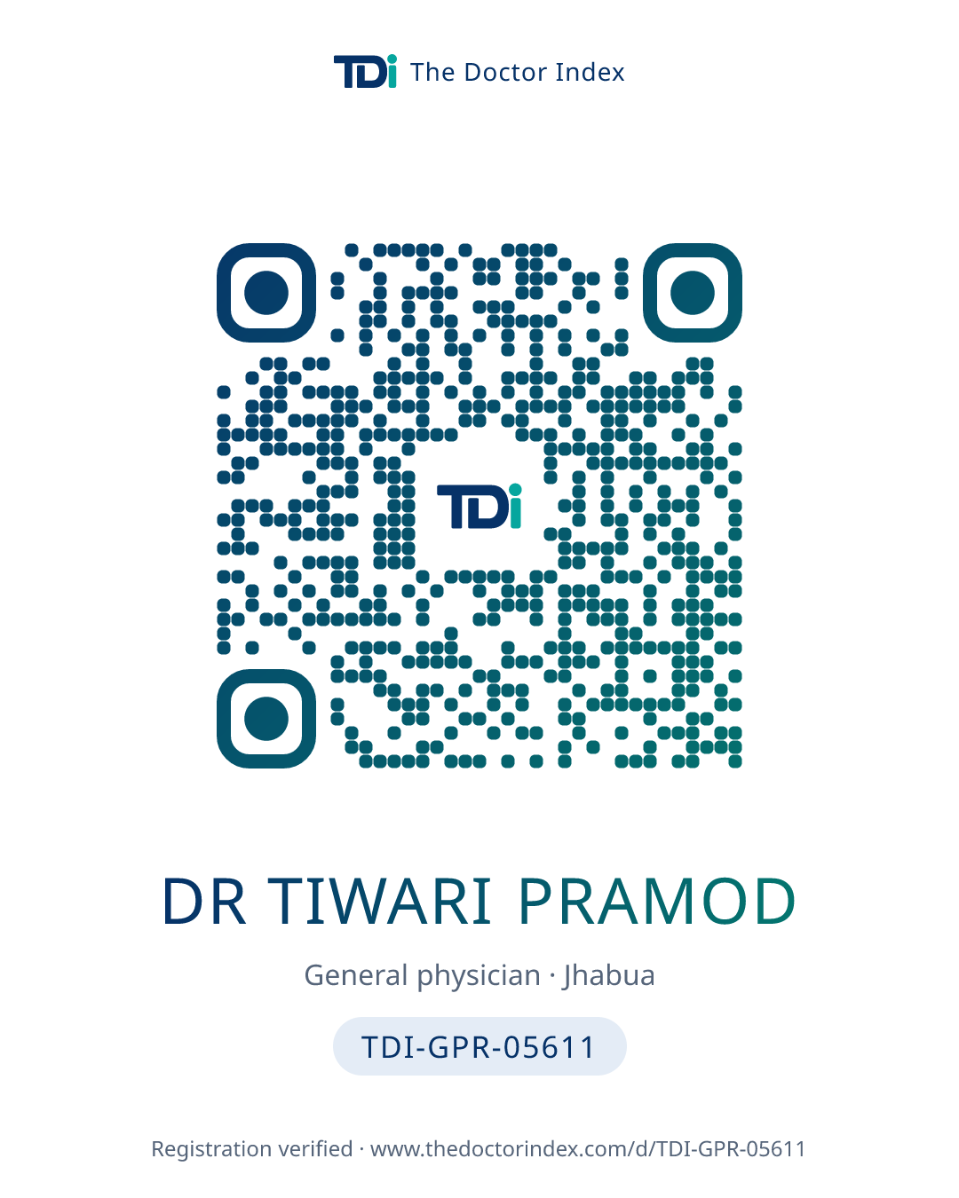 QR card for Dr Tiwari Pramod, TDI-GPR-05611