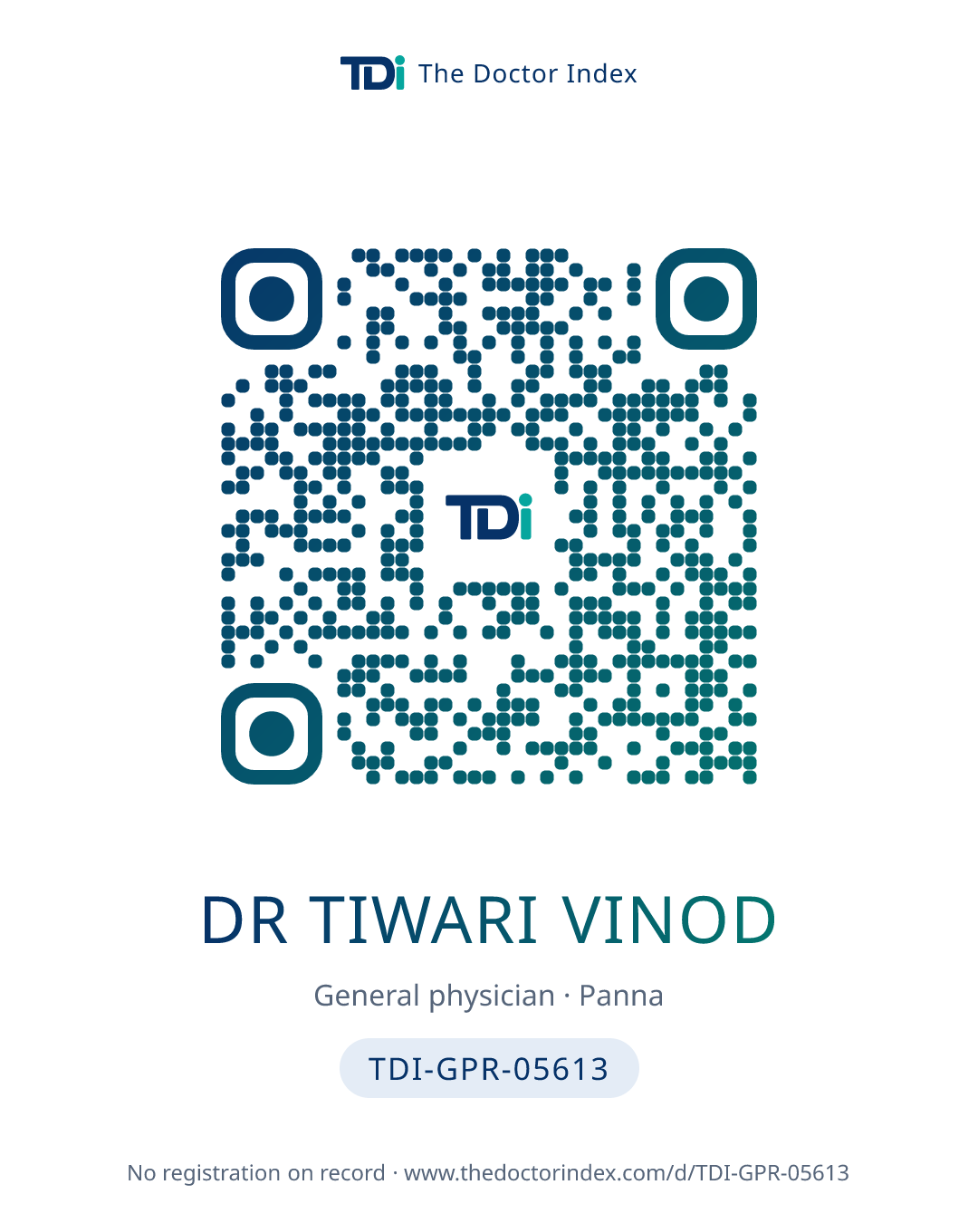 QR card for Dr Tiwari Vinod, TDI-GPR-05613