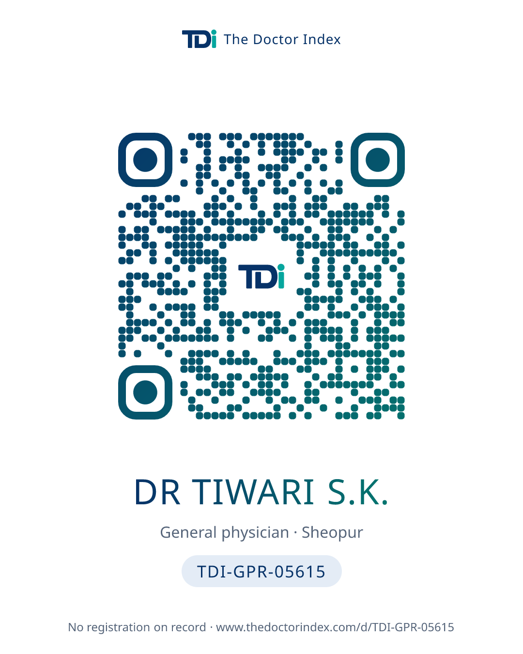 QR card for Dr Tiwari S.K., TDI-GPR-05615