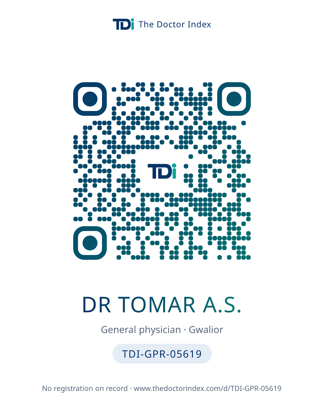 QR card for Dr Tomar A.S., TDI-GPR-05619
