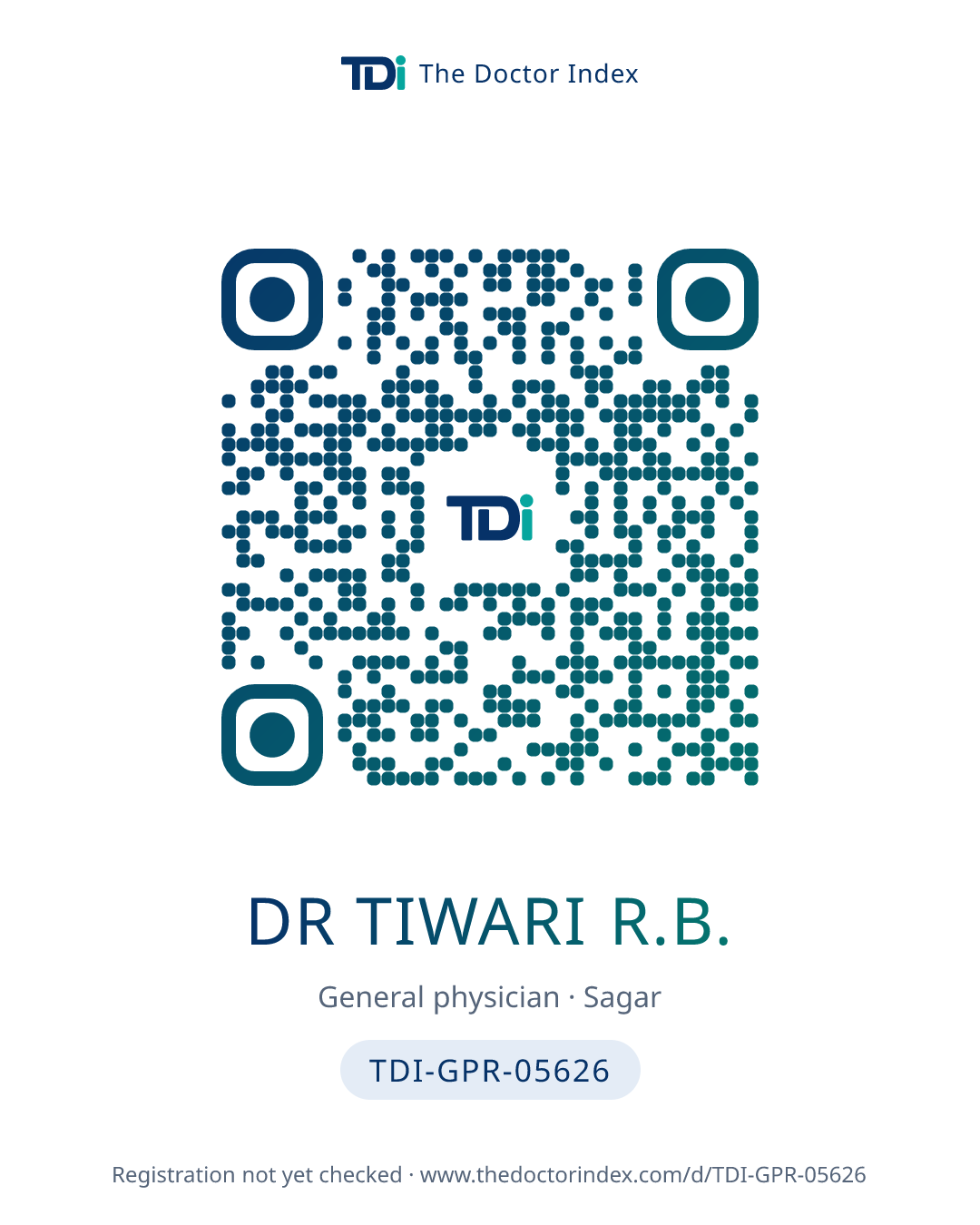 QR card for Dr Tiwari R.B., TDI-GPR-05626