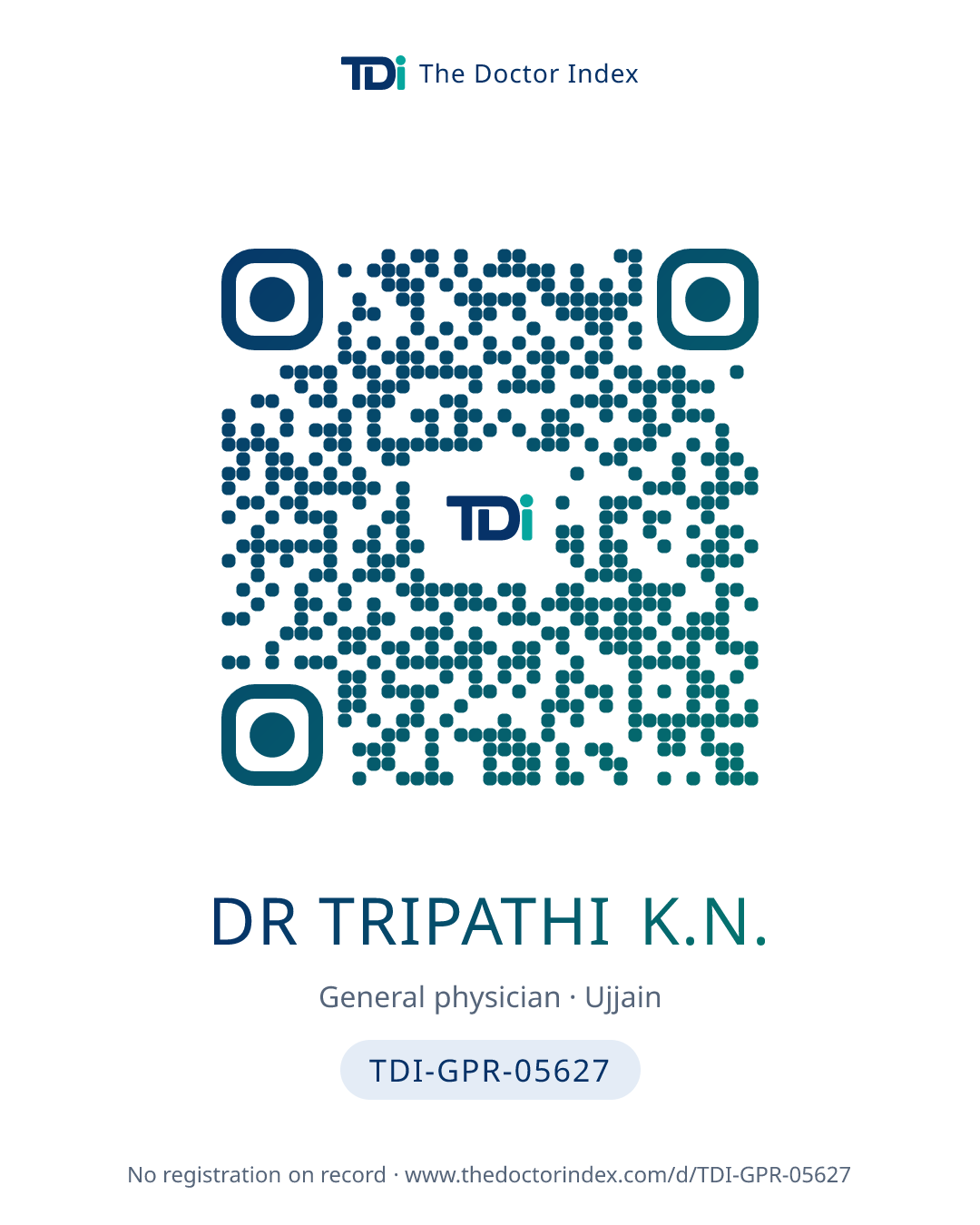 QR card for Dr Tripathi K.N., TDI-GPR-05627