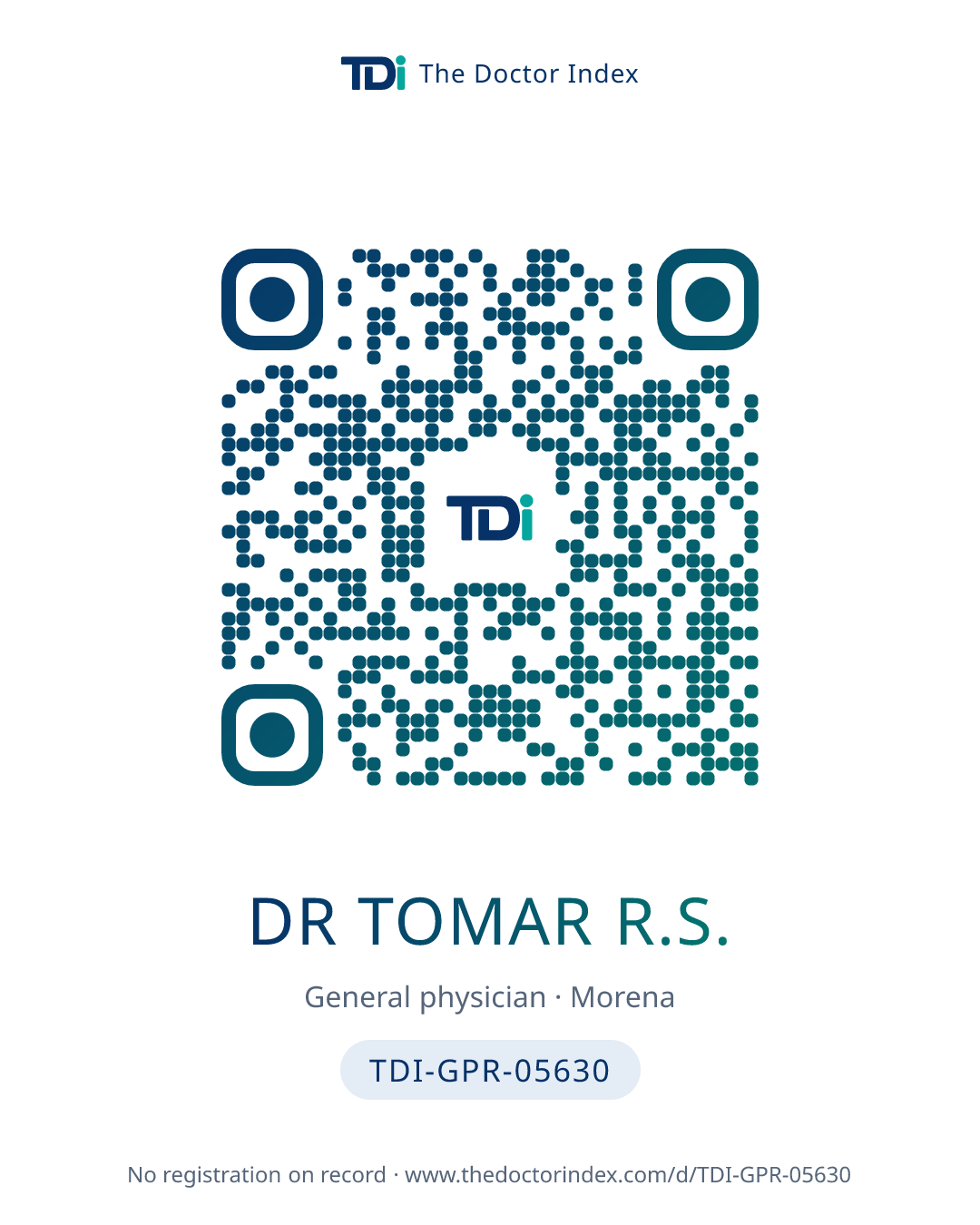 QR card for Dr Tomar R.S., TDI-GPR-05630