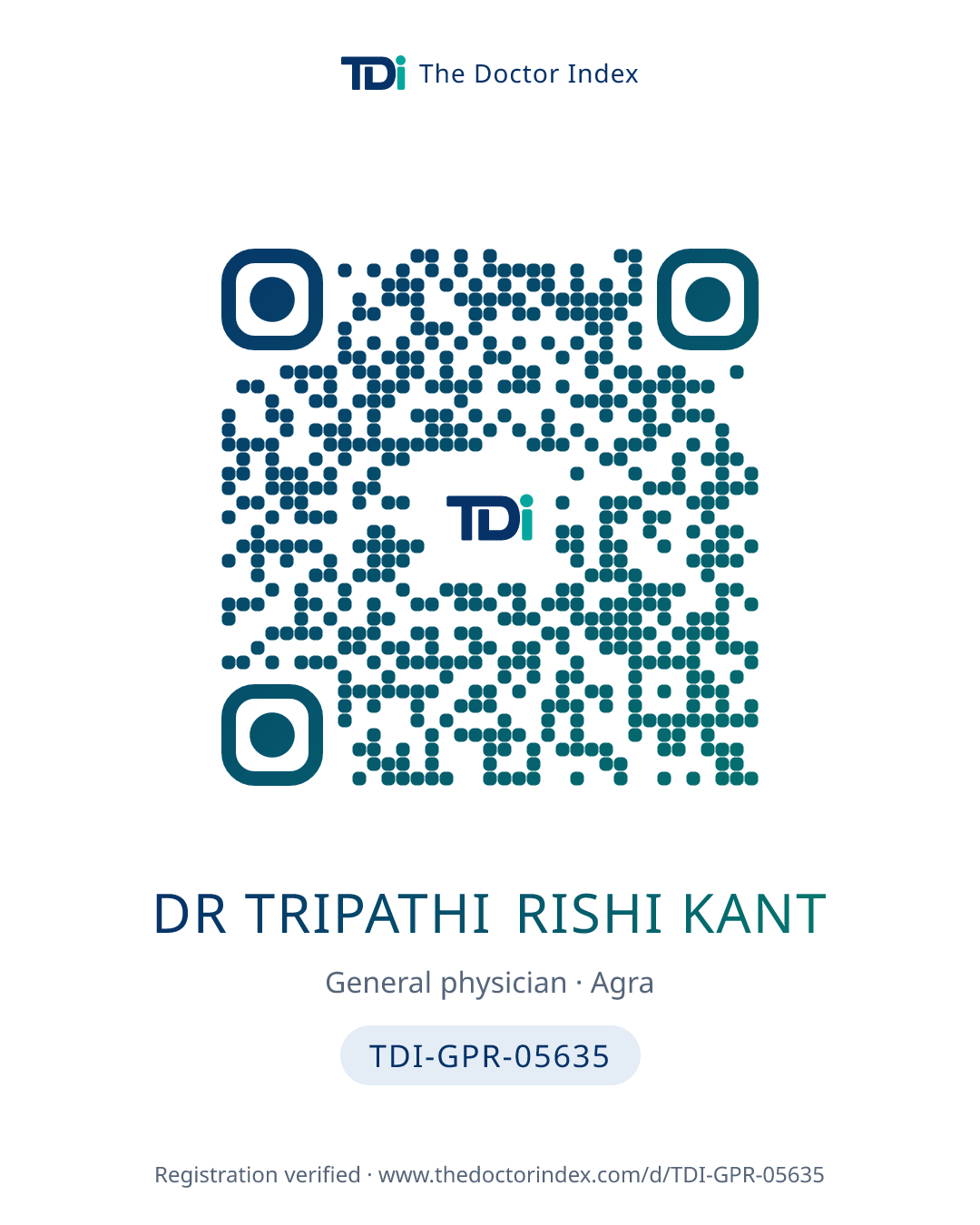 QR card for Dr Tripathi Rishi Kant, TDI-GPR-05635