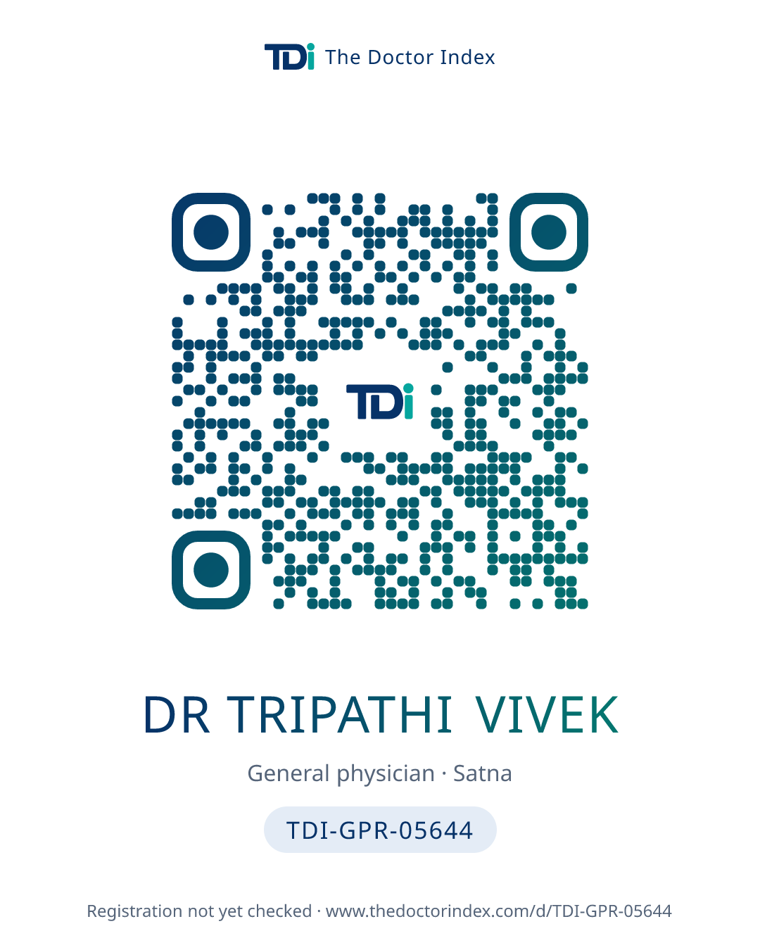 QR card for Dr Tripathi Vivek, TDI-GPR-05644