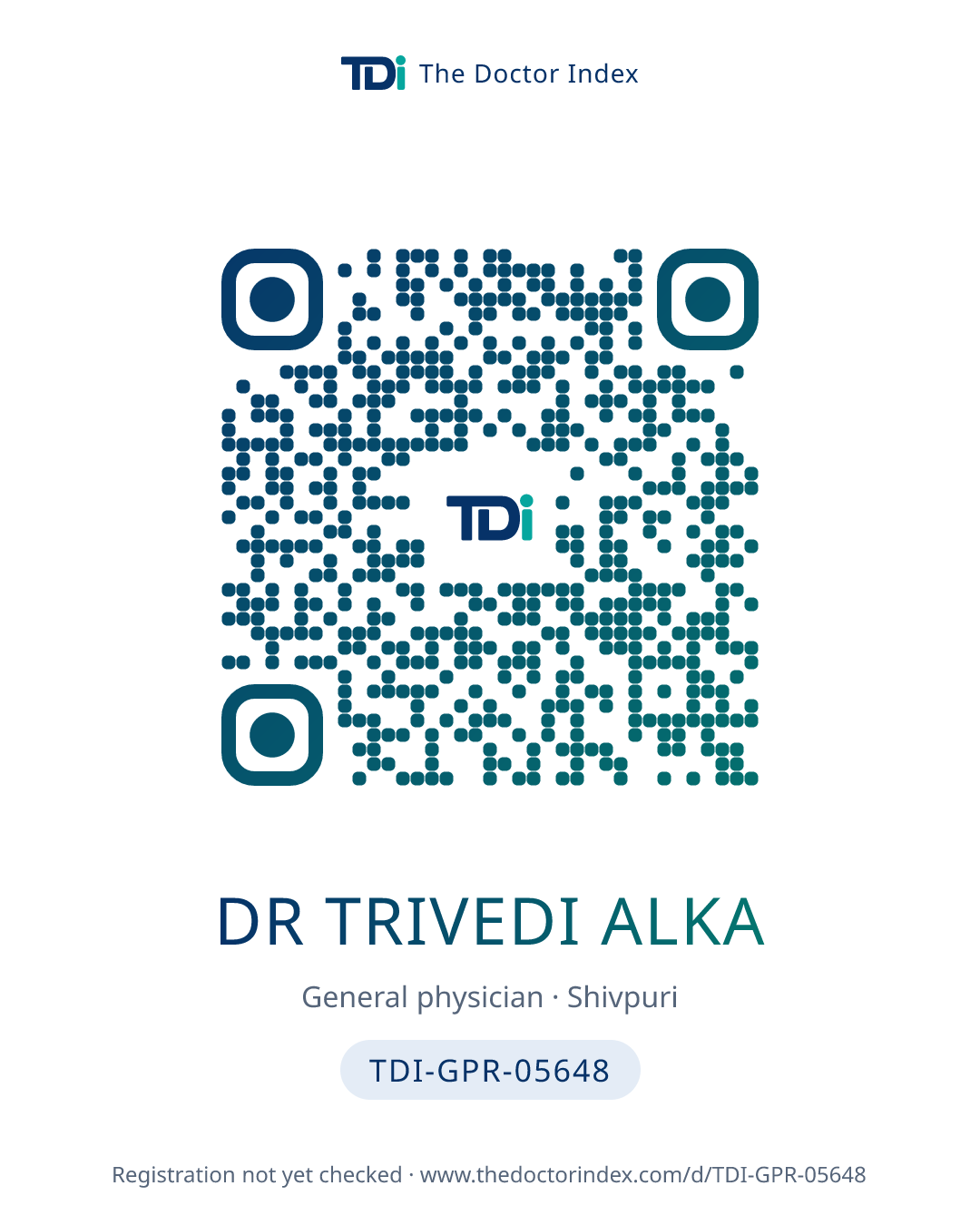 QR card for Dr Trivedi Alka, TDI-GPR-05648