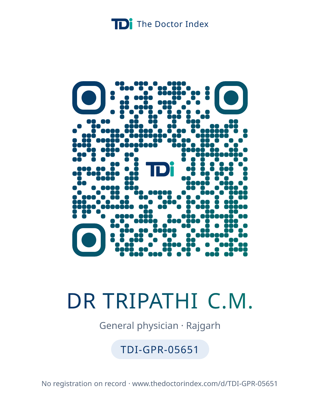 QR card for Dr Tripathi C.M., TDI-GPR-05651