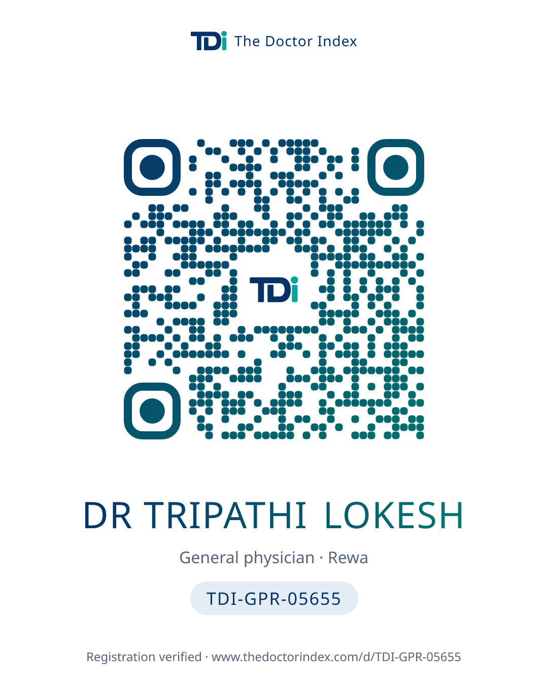 QR card for Dr Tripathi Lokesh, TDI-GPR-05655