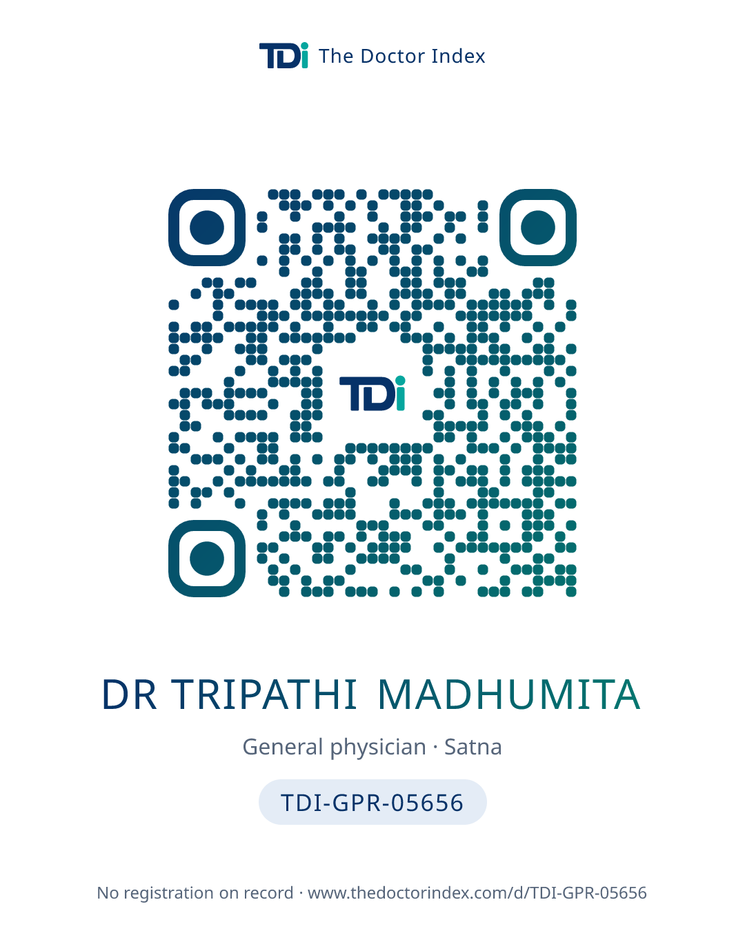 QR card for Dr Tripathi Madhumita, TDI-GPR-05656