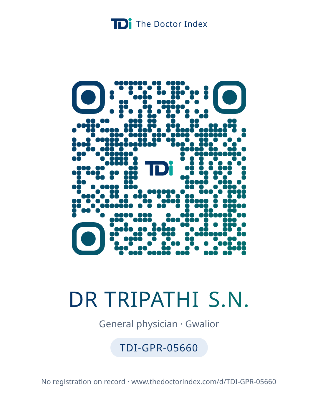 QR card for Dr Tripathi S.N., TDI-GPR-05660