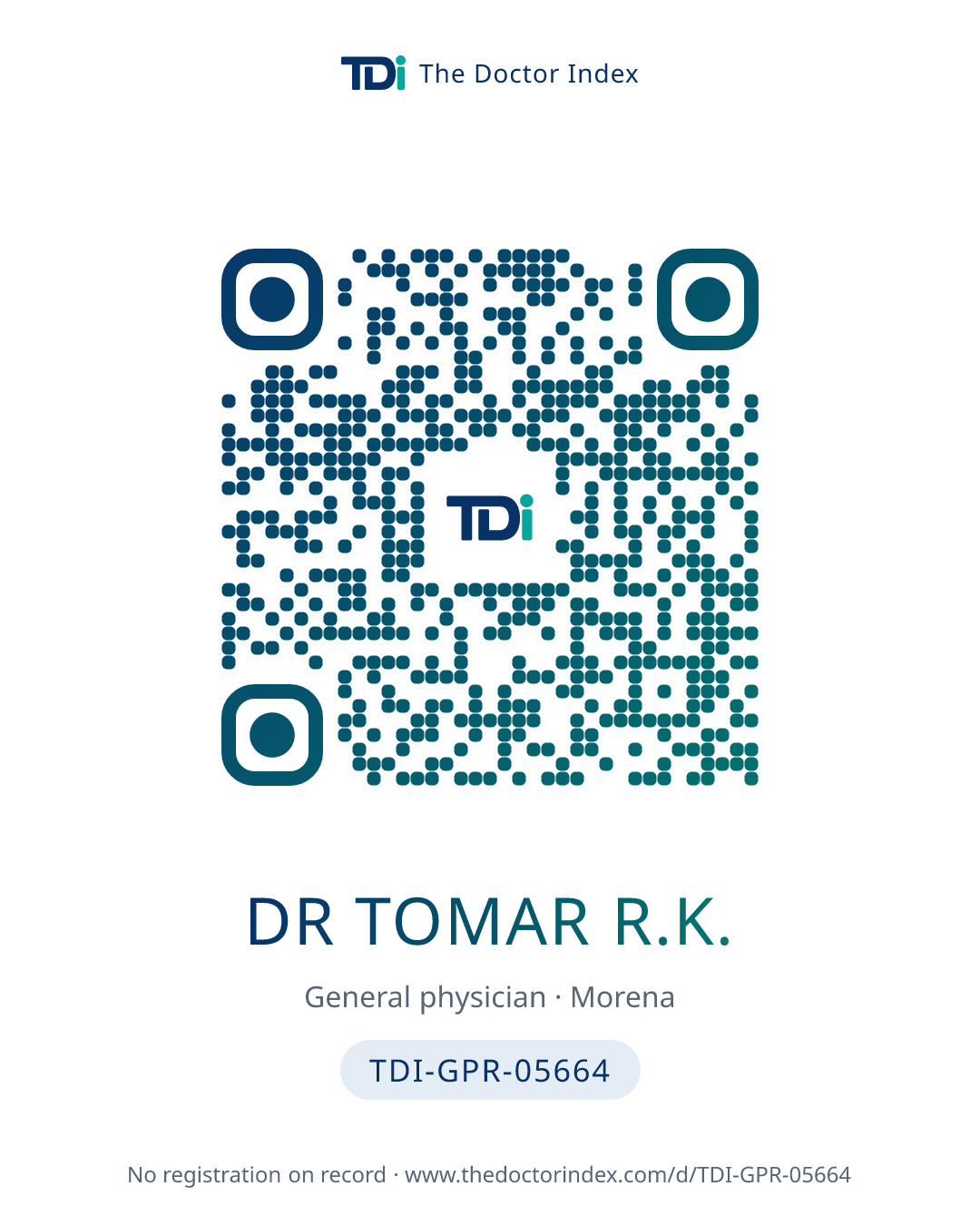 QR card for Dr Tomar R.K., TDI-GPR-05664