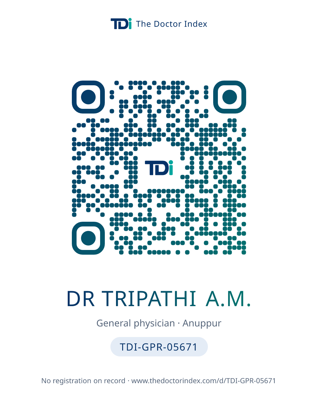 QR card for Dr Tripathi A.M., TDI-GPR-05671