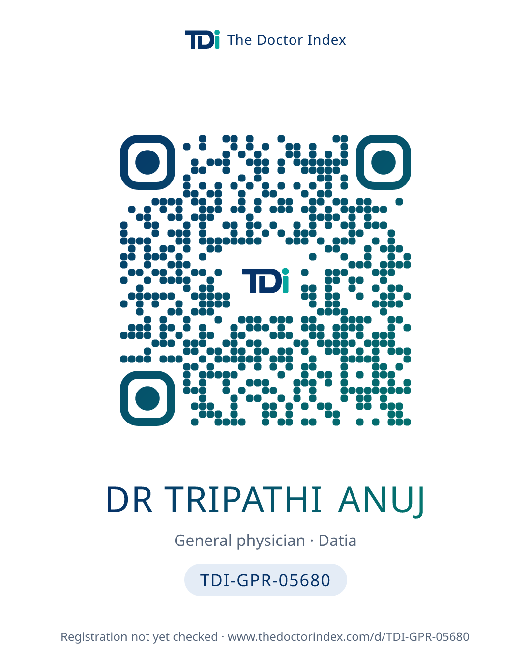 QR card for Dr Tripathi Anuj, TDI-GPR-05680
