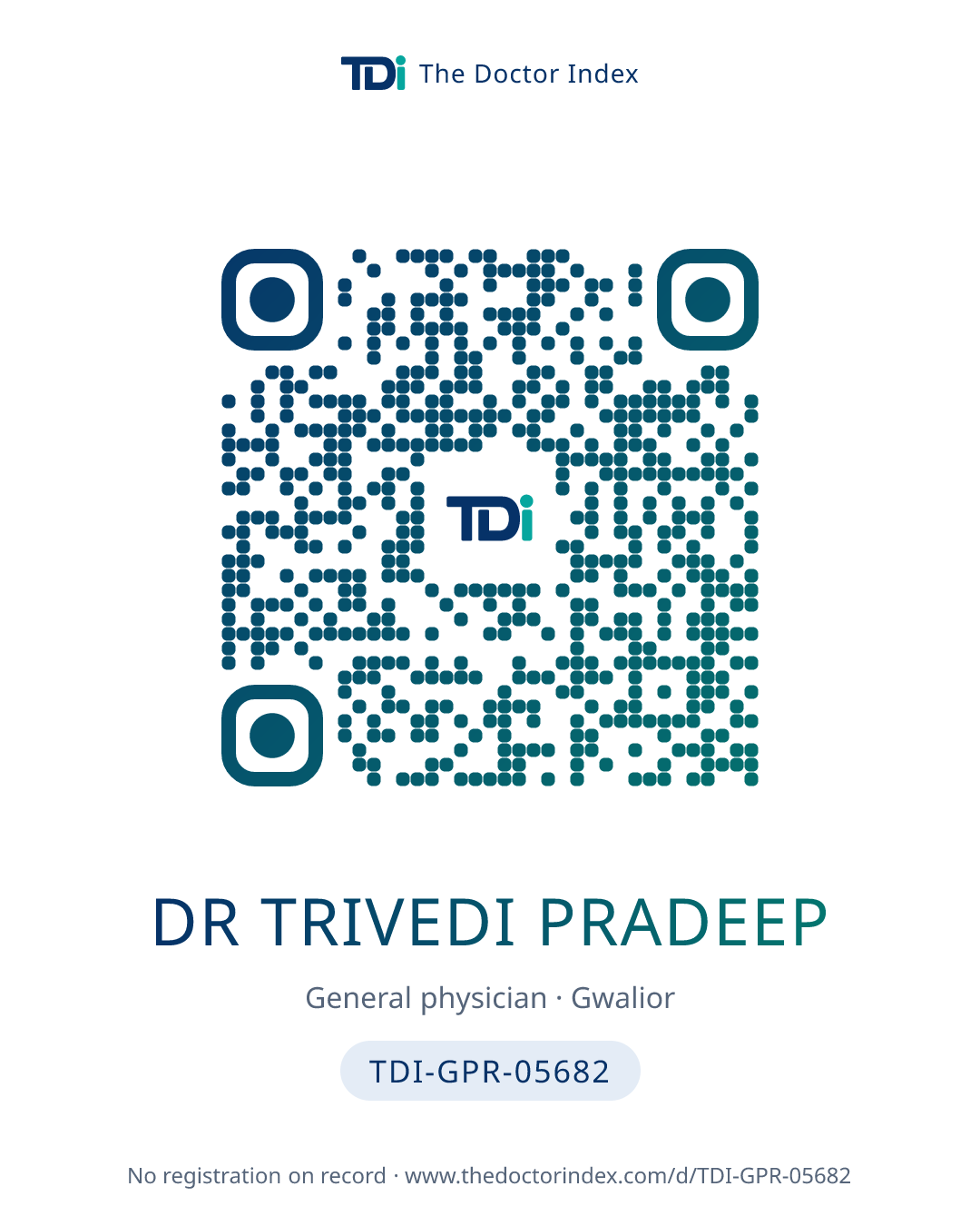 QR card for Dr Trivedi Pradeep, TDI-GPR-05682