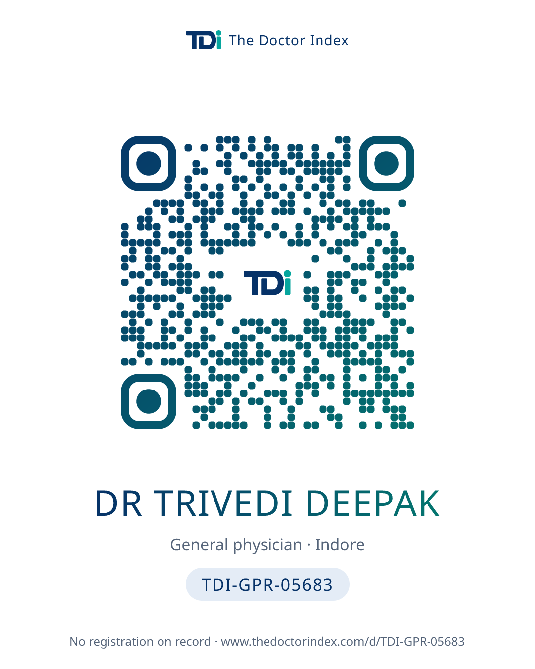 QR card for Dr Trivedi Deepak, TDI-GPR-05683
