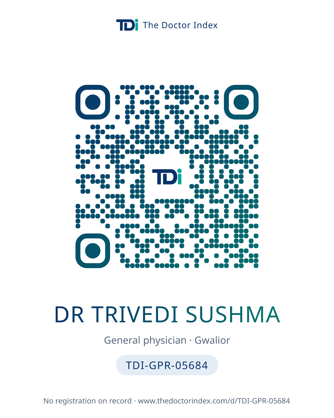 QR card for Dr Trivedi Sushma, TDI-GPR-05684