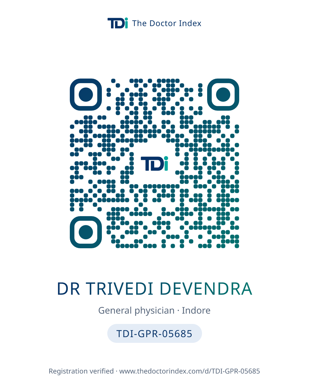QR card for Dr Trivedi Devendra, TDI-GPR-05685