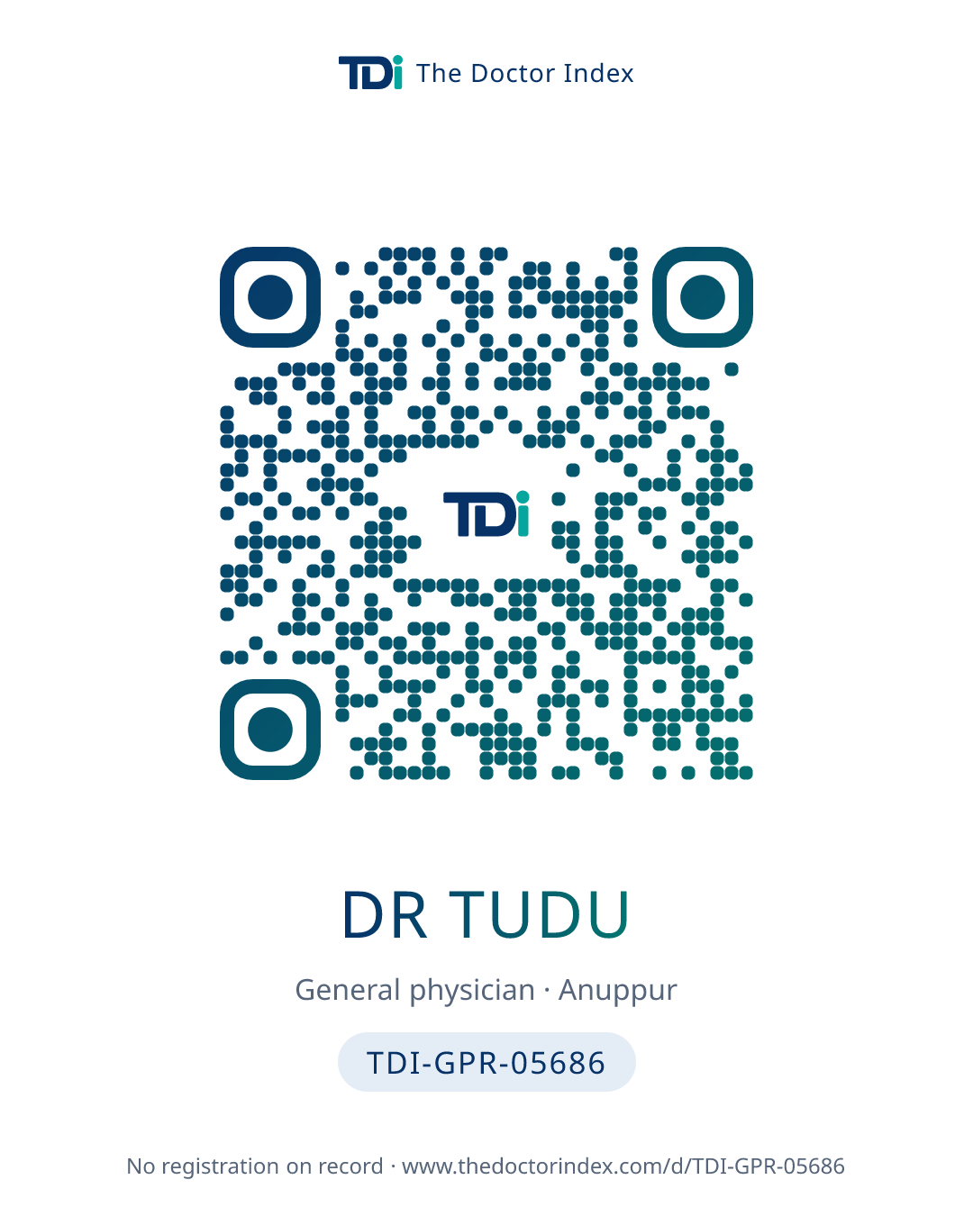 QR card for Dr Tudu, TDI-GPR-05686