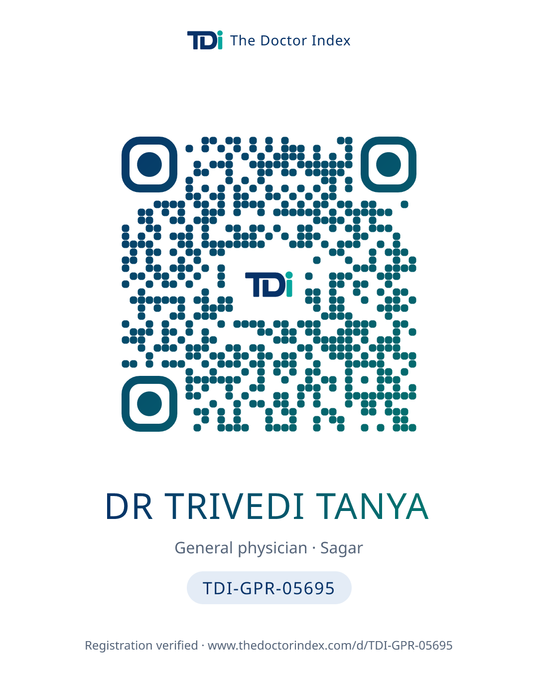 QR card for Dr Trivedi Tanya, TDI-GPR-05695