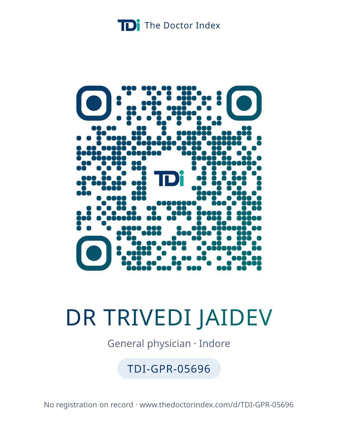QR card for Dr Trivedi Jaidev, TDI-GPR-05696