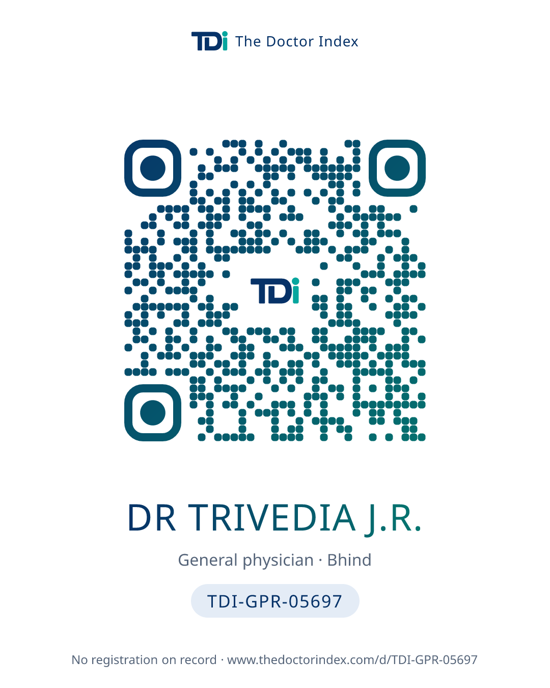 QR card for Dr Trivedia J.R., TDI-GPR-05697