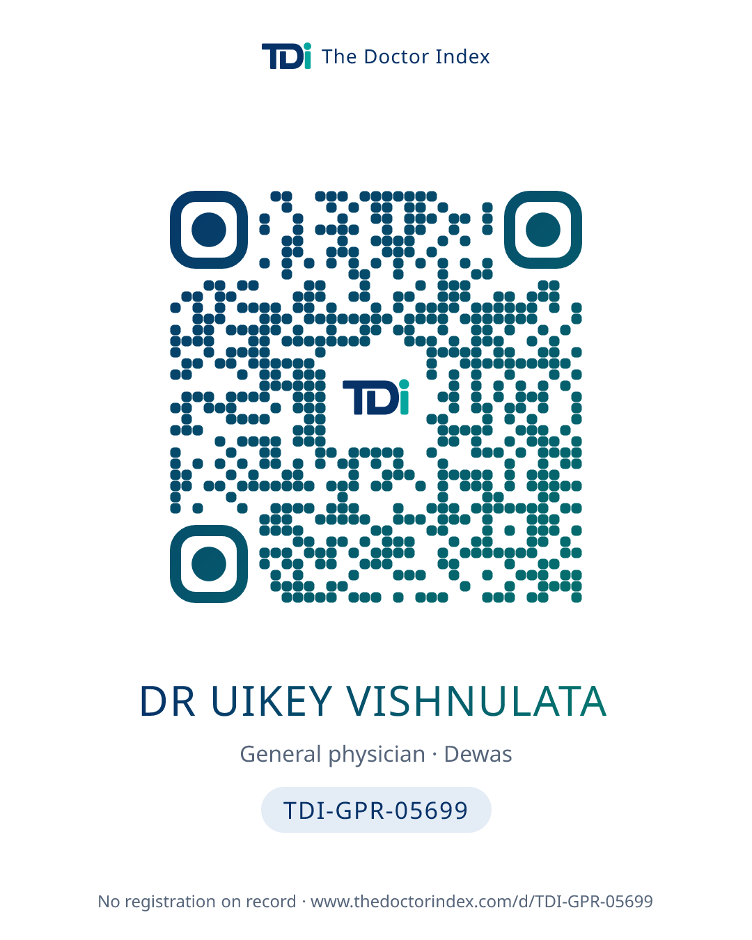 QR card for Dr Uikey Vishnulata, TDI-GPR-05699