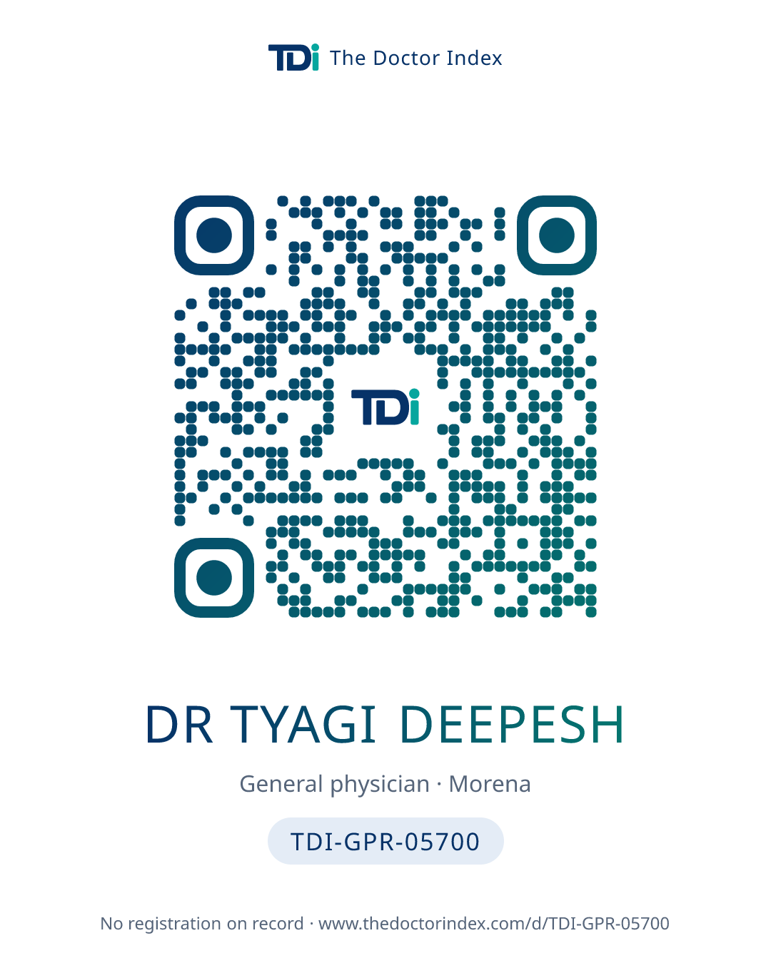QR card for Dr Tyagi Deepesh, TDI-GPR-05700