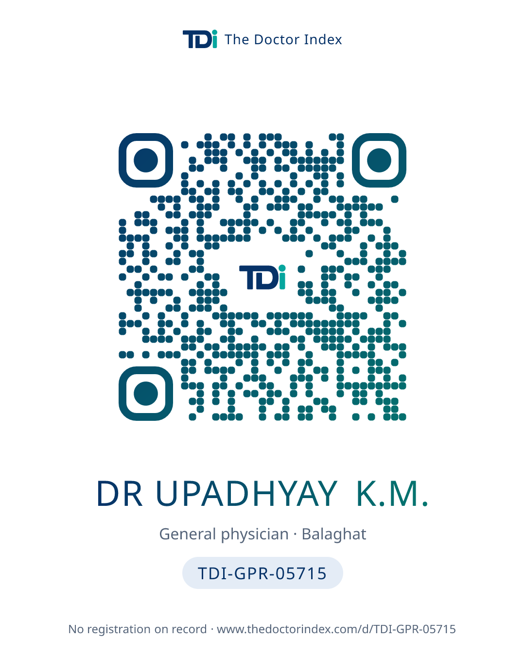 QR card for Dr Upadhyay K.M., TDI-GPR-05715