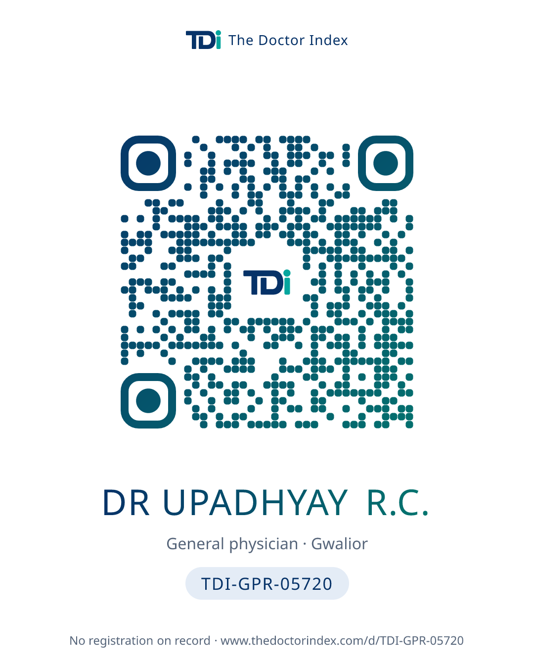 QR card for Dr Upadhyay R.C., TDI-GPR-05720
