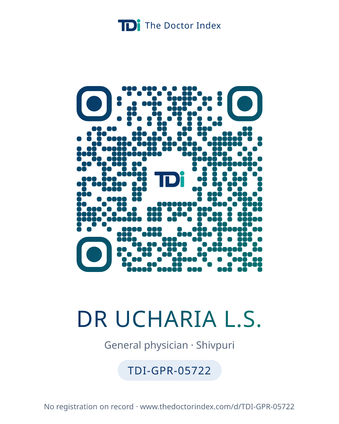 QR card for Dr Ucharia L.S., TDI-GPR-05722