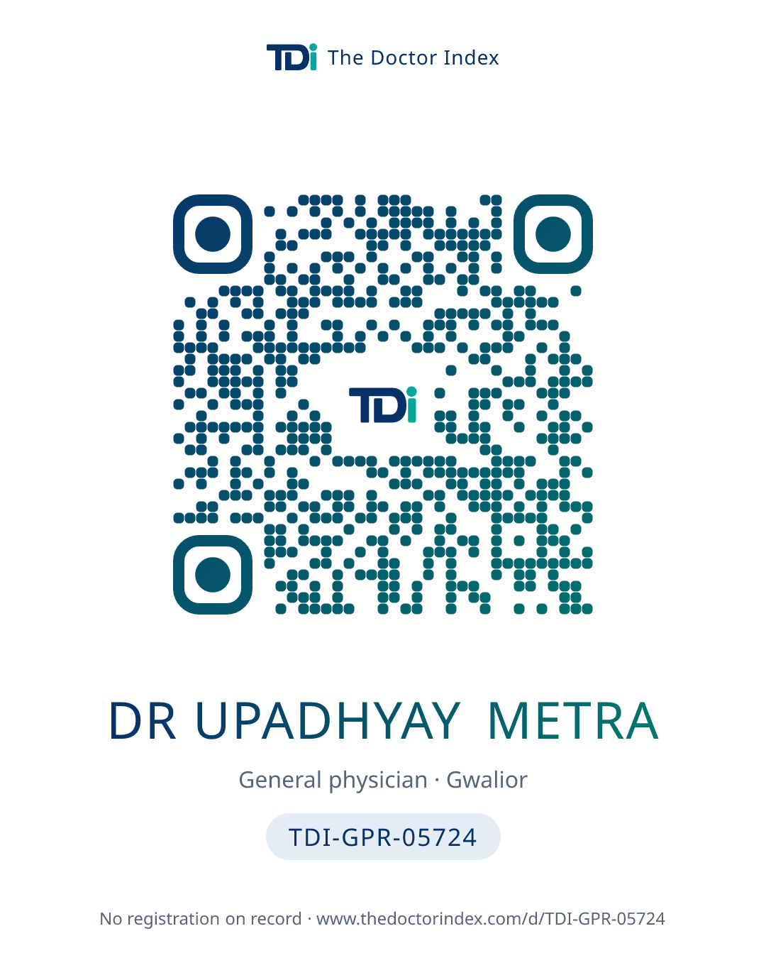 QR card for Dr Upadhyay Metra, TDI-GPR-05724