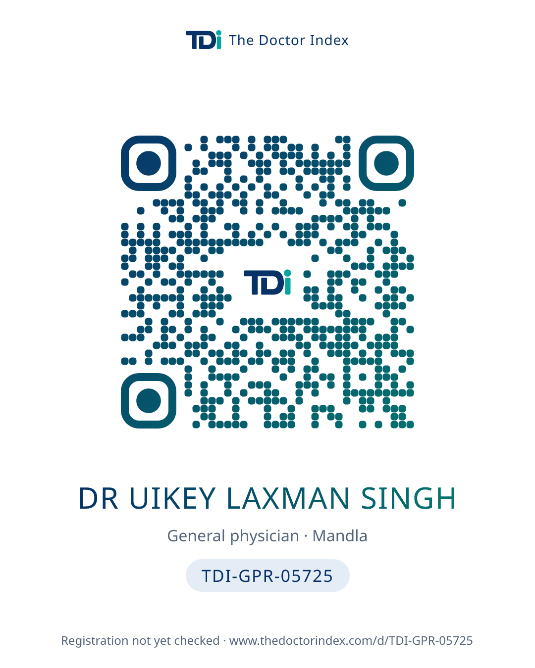 QR card for Dr Uikey Laxman Singh, TDI-GPR-05725