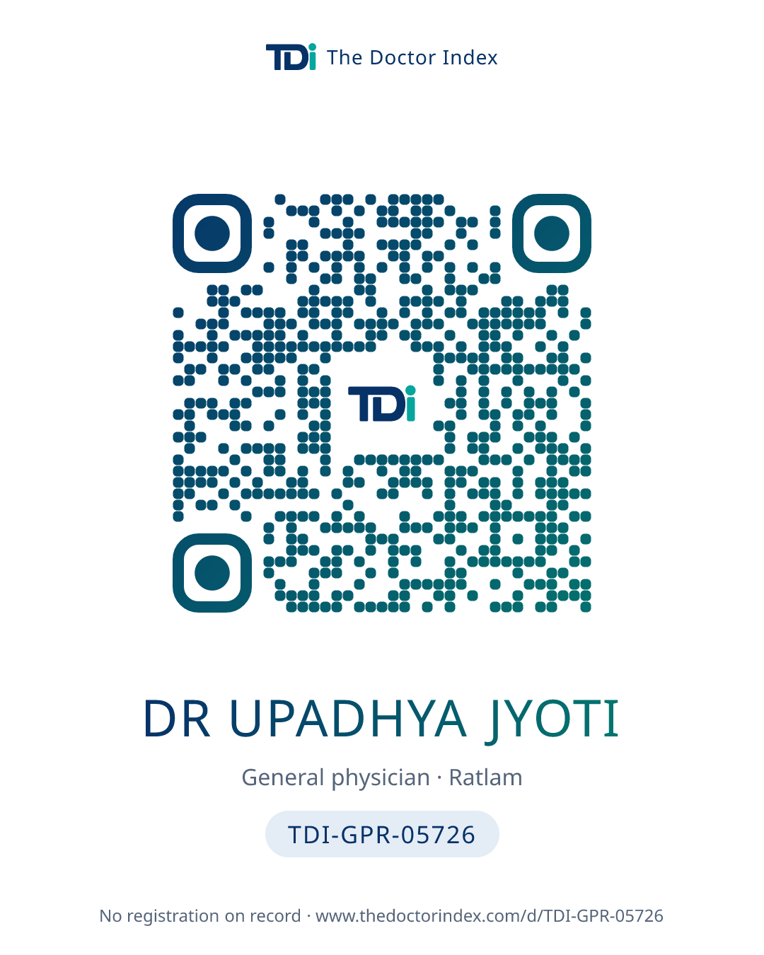 QR card for Dr Upadhya Jyoti, TDI-GPR-05726