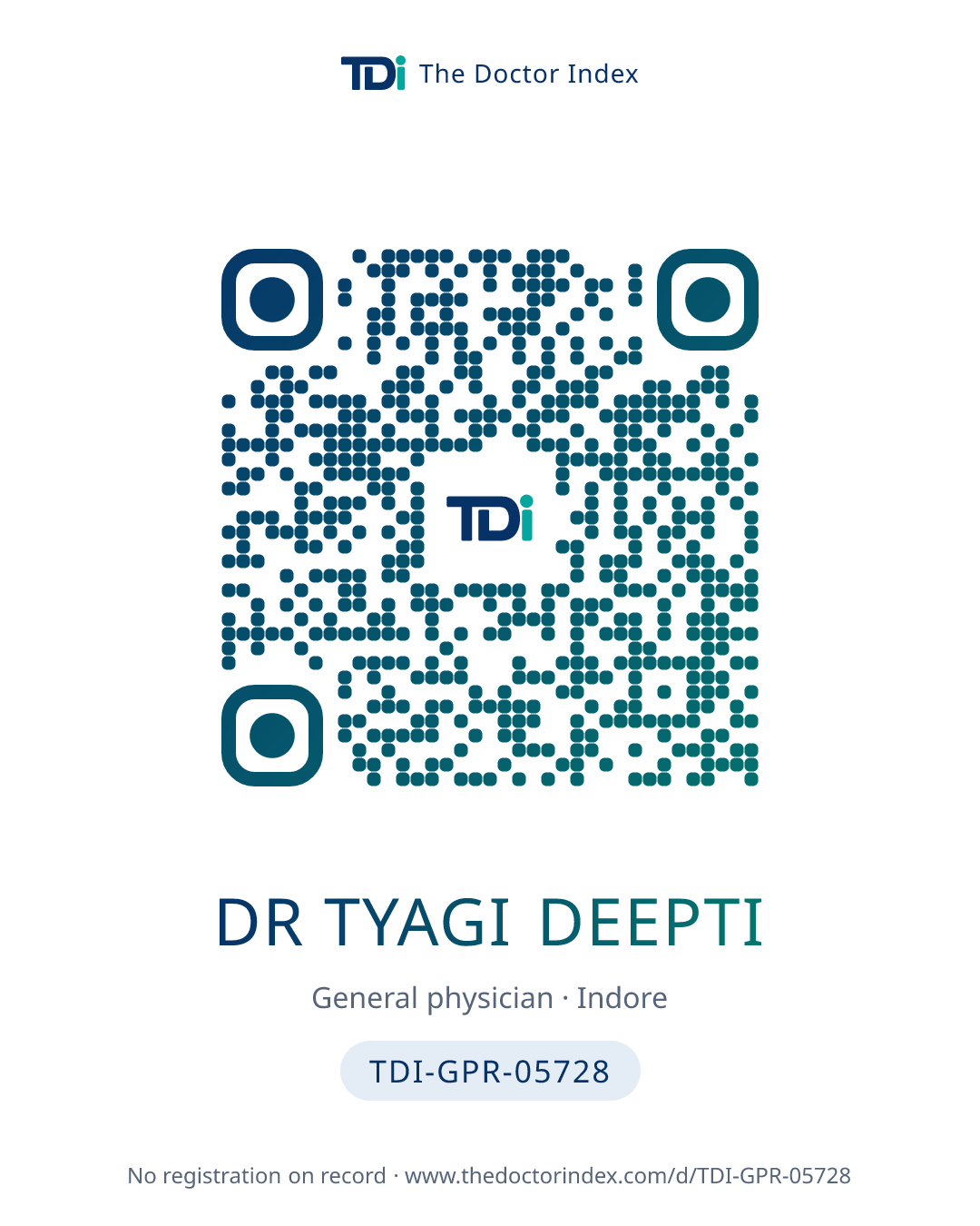 QR card for Dr Tyagi Deepti, TDI-GPR-05728