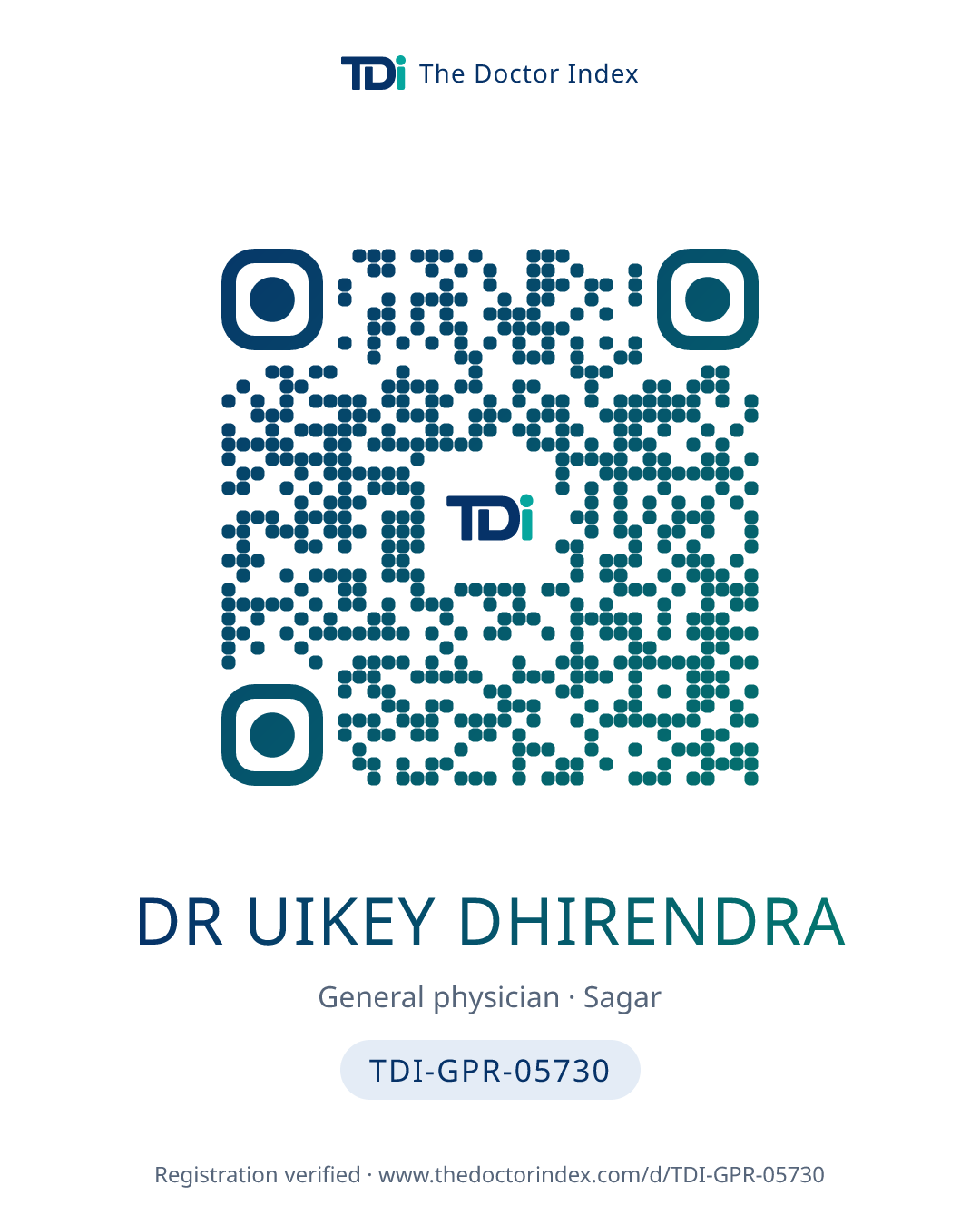 QR card for Dr Uikey Dhirendra, TDI-GPR-05730