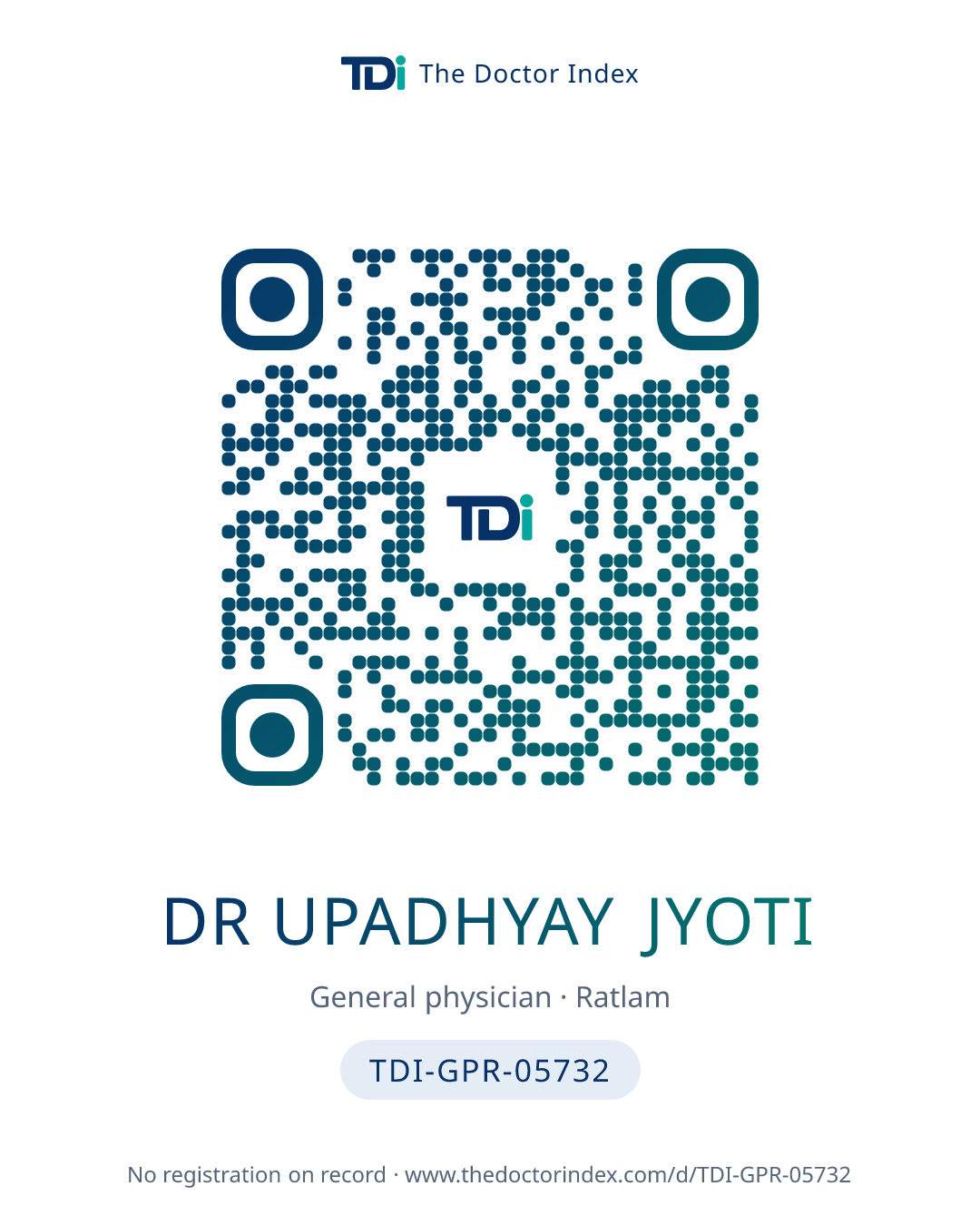 QR card for Dr Upadhyay Jyoti, TDI-GPR-05732