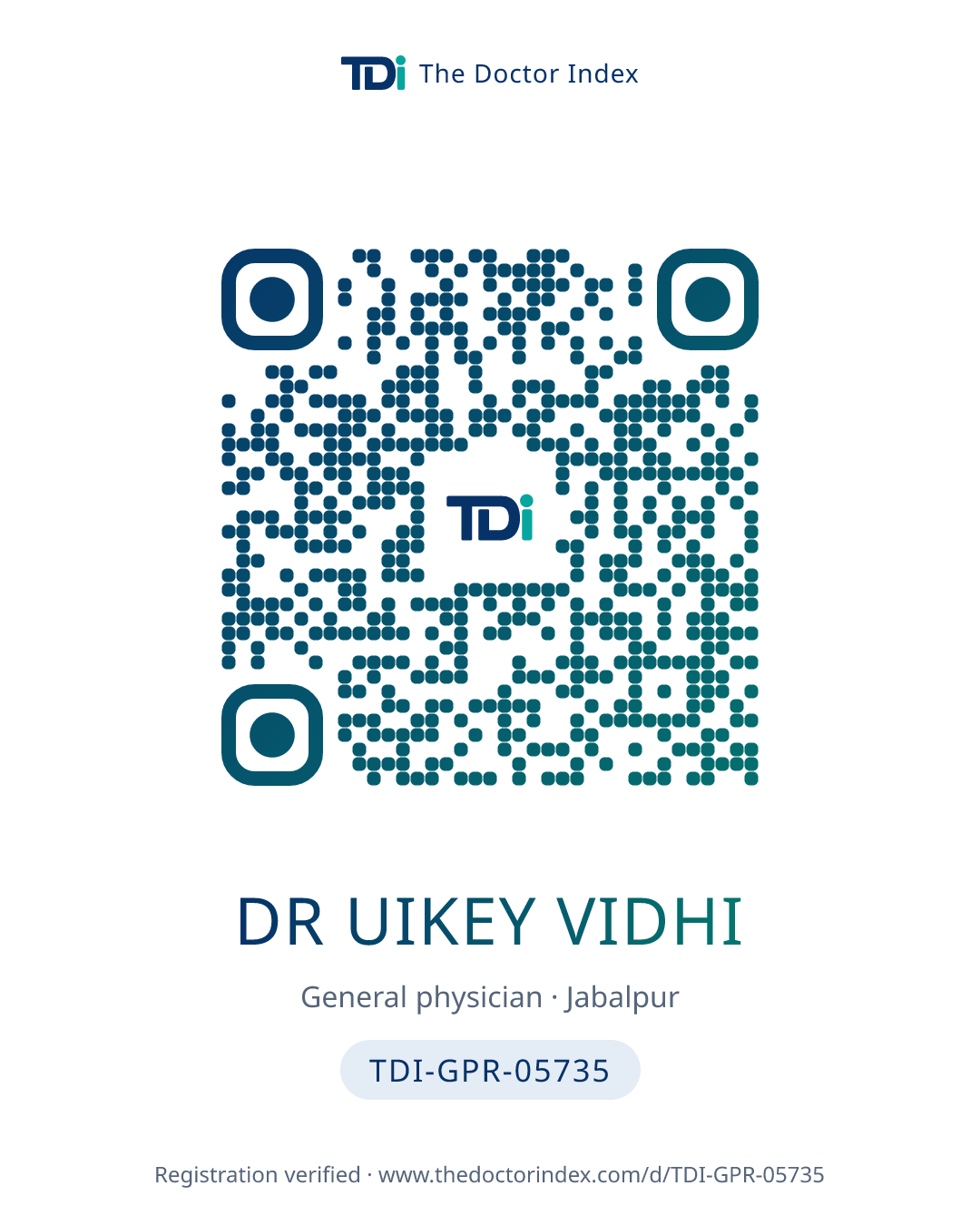 QR card for Dr Uikey Vidhi, TDI-GPR-05735
