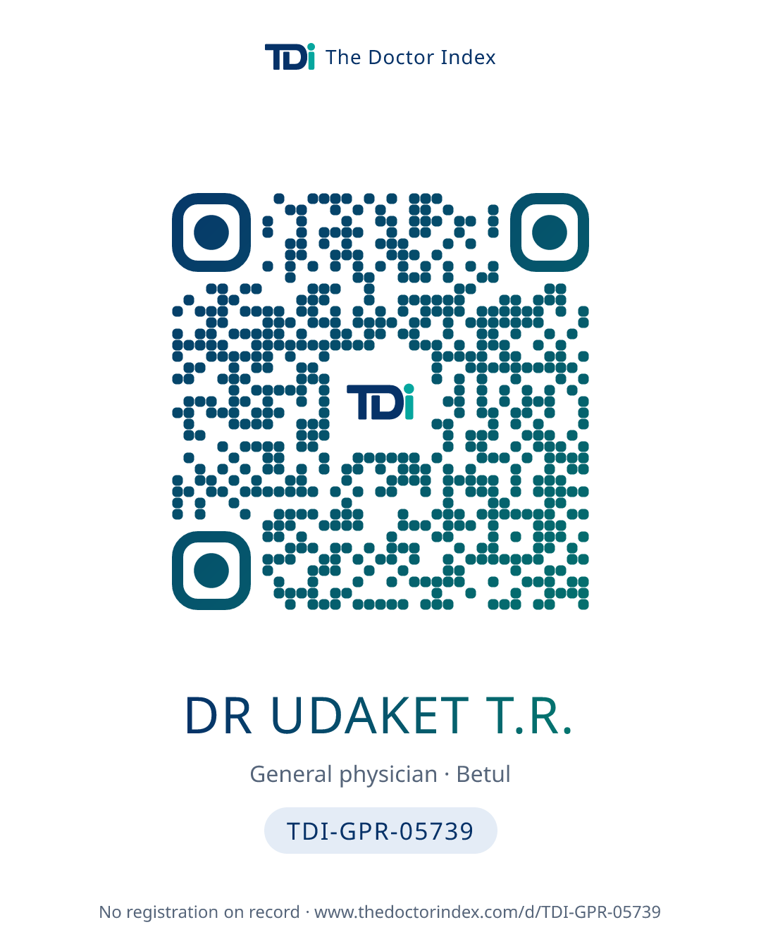 QR card for Dr Udaket T.R., TDI-GPR-05739