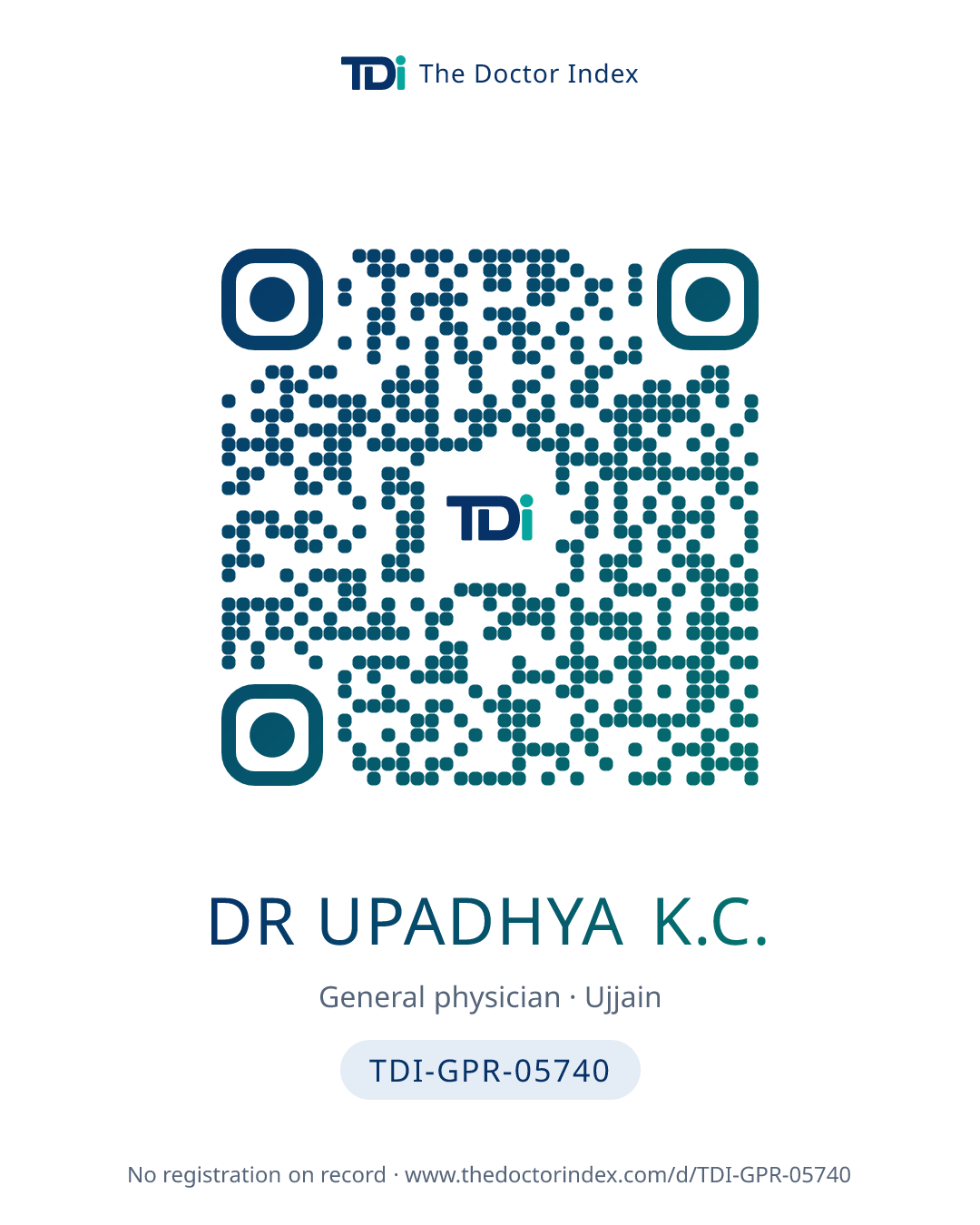 QR card for Dr Upadhya K.C., TDI-GPR-05740