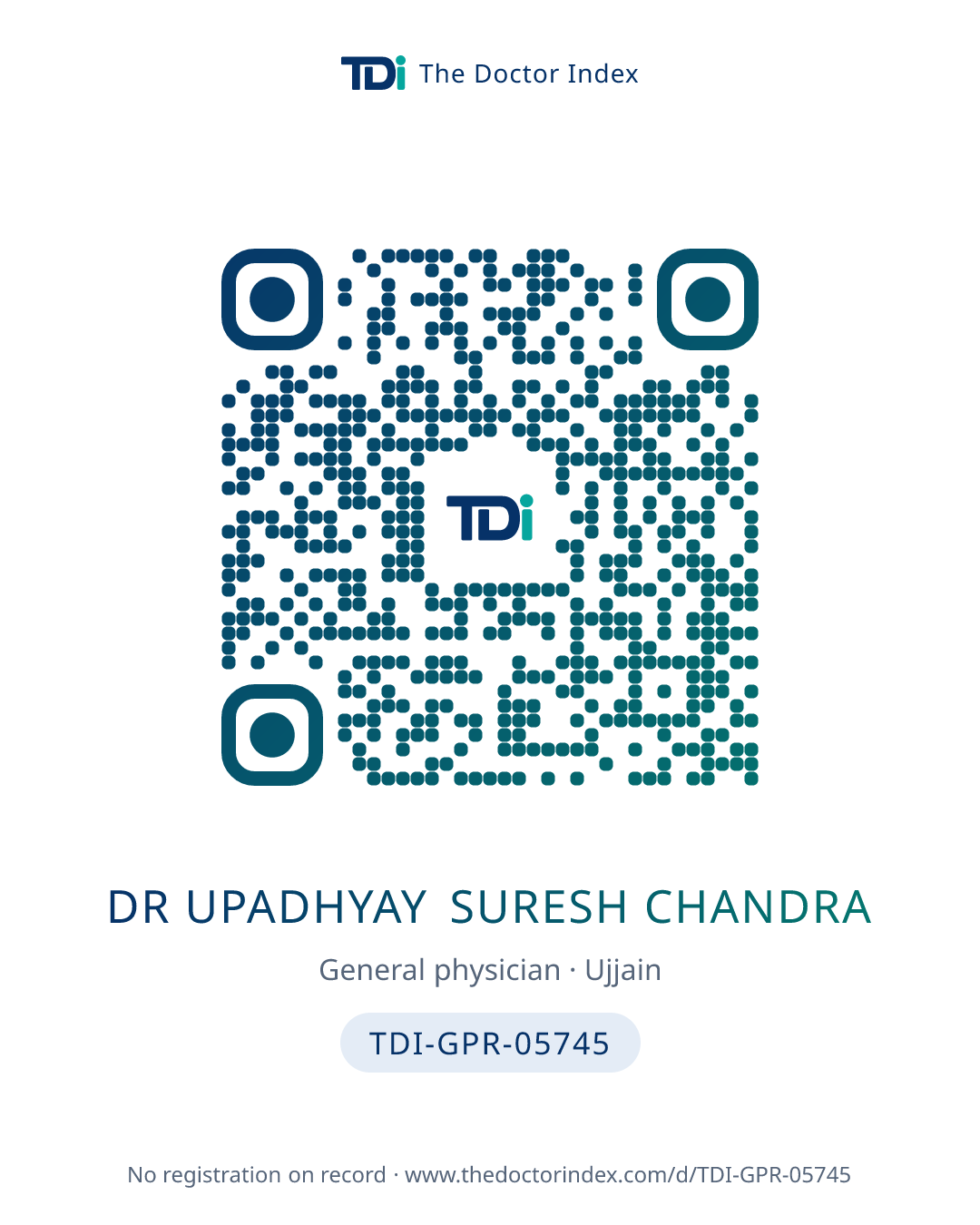 QR card for Dr Upadhyay Suresh Chandra, TDI-GPR-05745