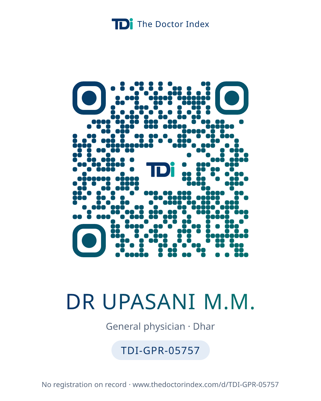 QR card for Dr Upasani M.M., TDI-GPR-05757