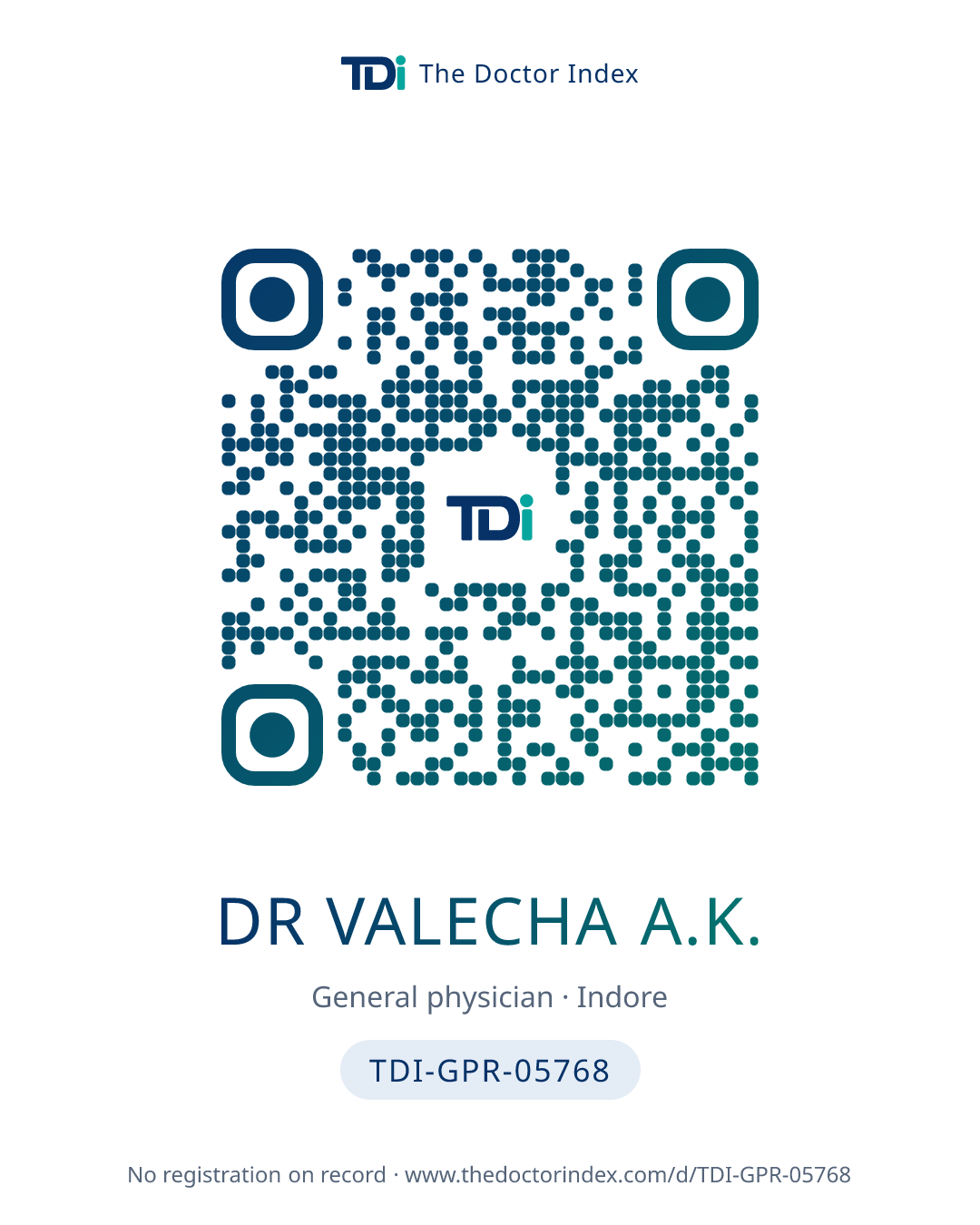 QR card for Dr Valecha A.K., TDI-GPR-05768