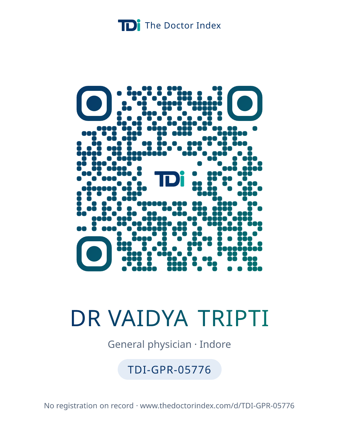 QR card for Dr Vaidya Tripti, TDI-GPR-05776