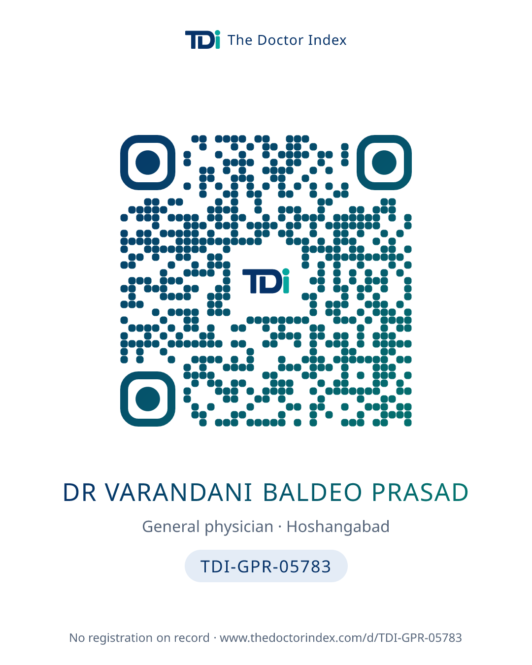 QR card for Dr Varandani Baldeo Prasad, TDI-GPR-05783