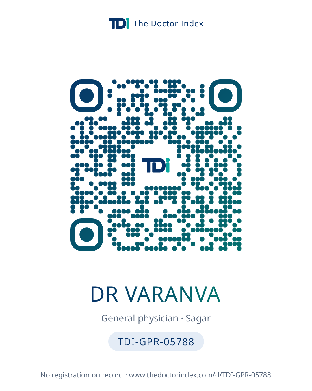 QR card for Dr Varanva, TDI-GPR-05788